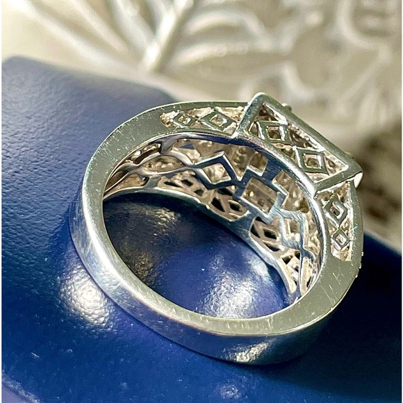 SJ 925 Square Princess Cut Diamond Ring - Picture 11 of 11